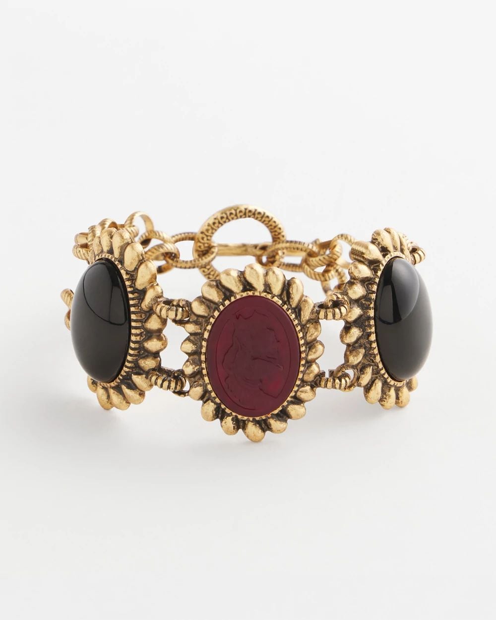 Black Red Cab Toggle Bracelet