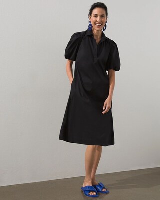 Poplin Balloon Sleeve Dress