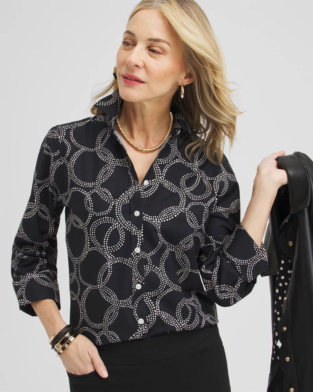 No Iron™ Stretch Circle Print Shirt