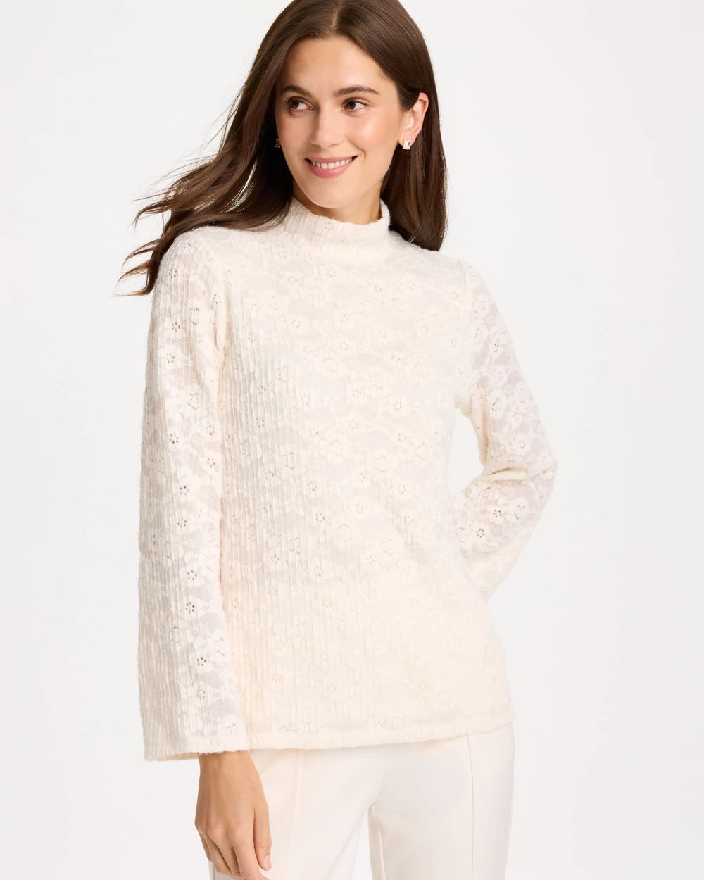 Lace Knit Long Sleeve Top