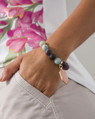 Matte Beaded Drop Off Stretch Bracelet