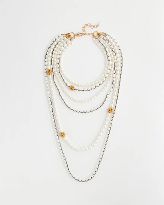 Multi-Strand Faux Pearl Necklace