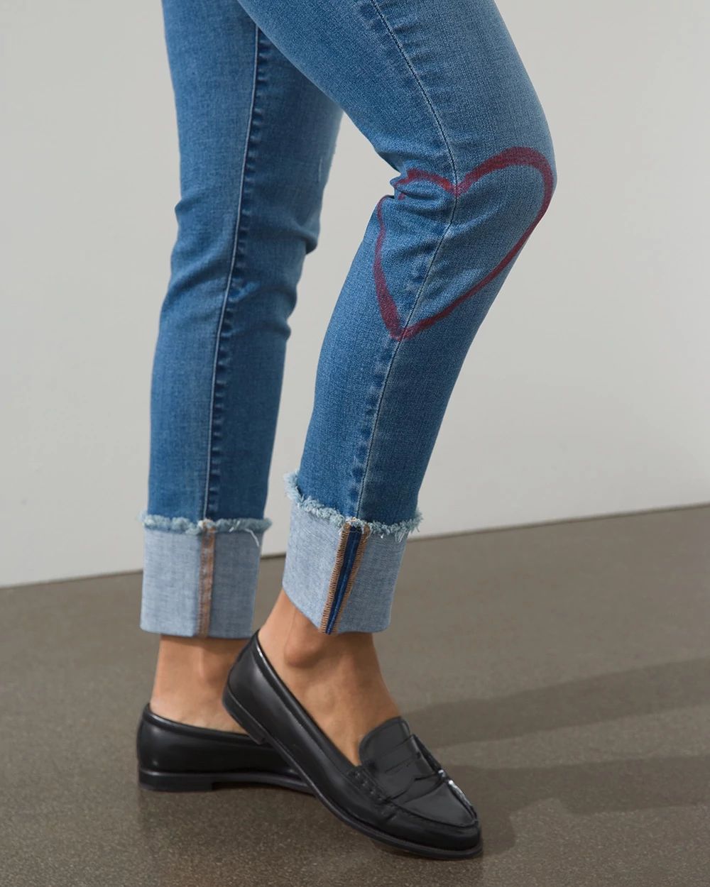 Heart Print Pull-On Cuff Ankle Jeggings