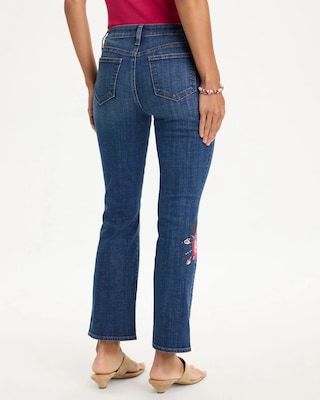 Girlfriend Tropical Soutache Flared Crop Jeans click to view larger image.