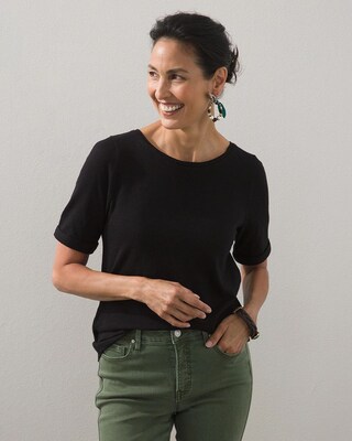 Triple Back Pleat Cotton Slub Tee