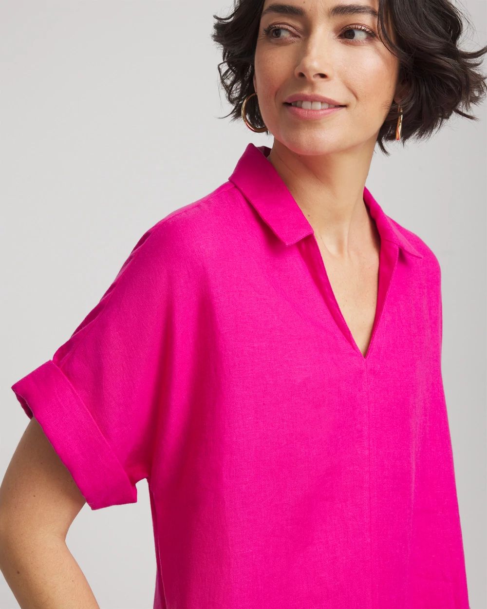 Linen Popover Kaftan Dress