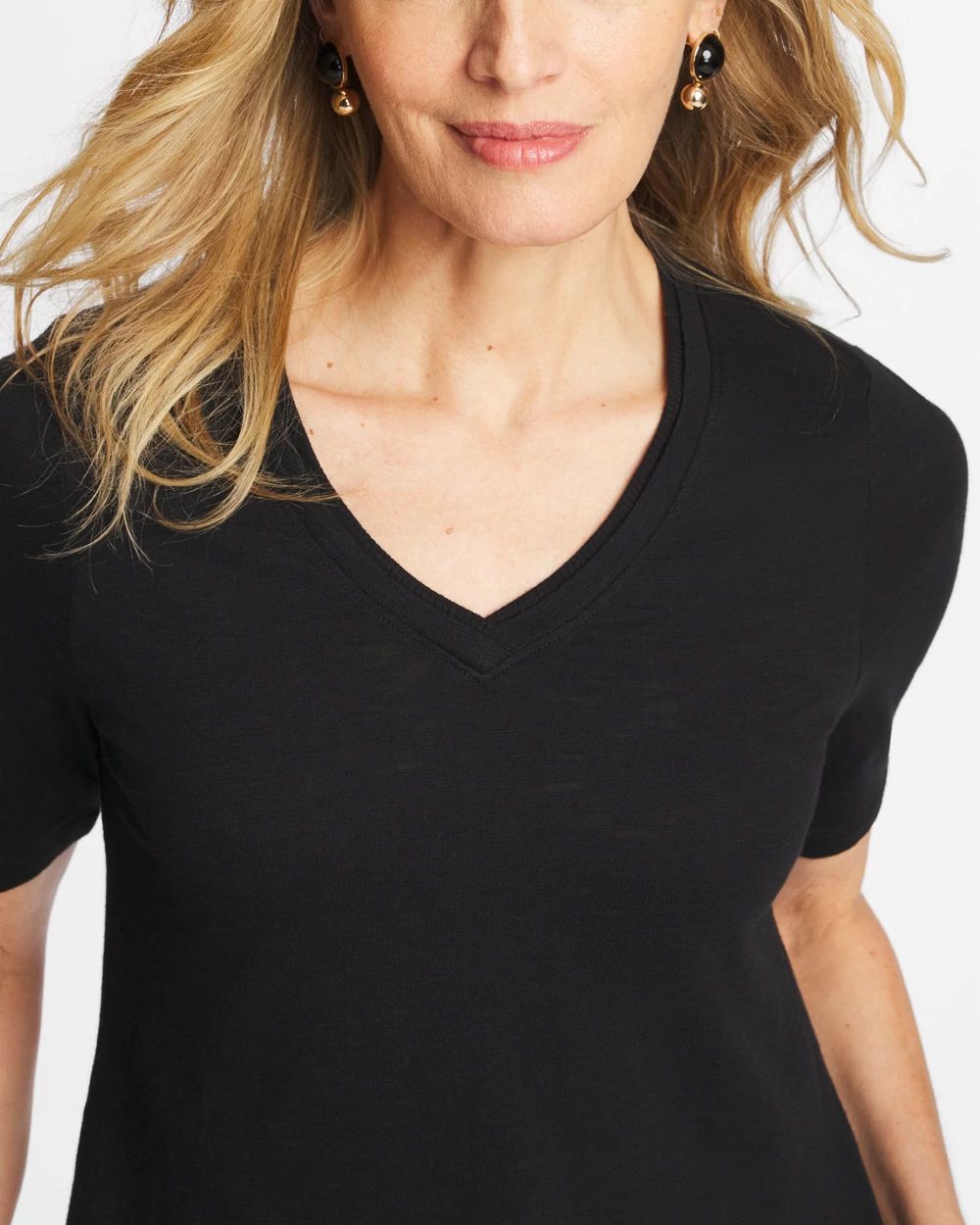 Cotton Slub V-Neck Tee