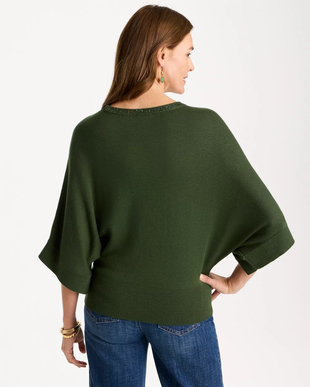 Sequined Cape Sleeve Pullover click to view larger image.