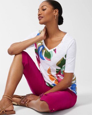 Palms Button Detail Cotton Slub Tee