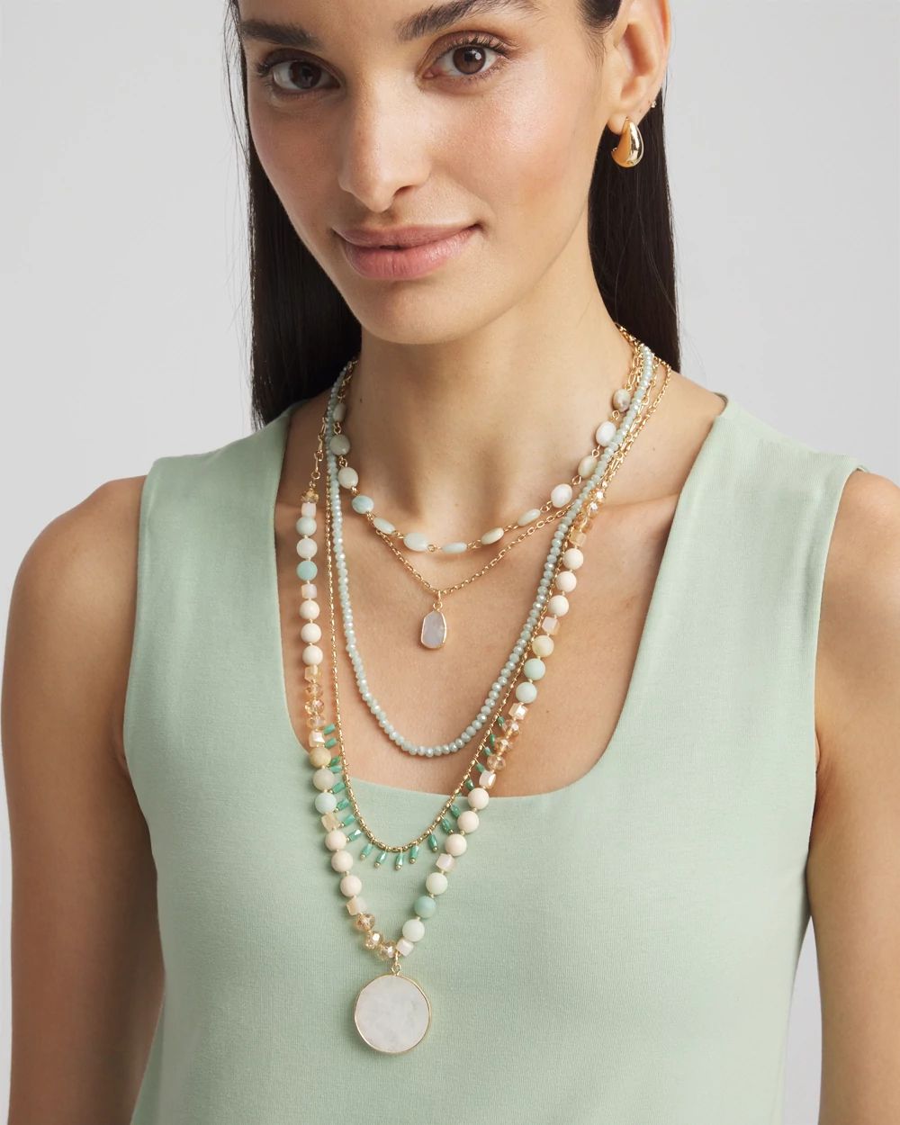 Adjustable Multi-Strand Semi-Precious Stone Necklace