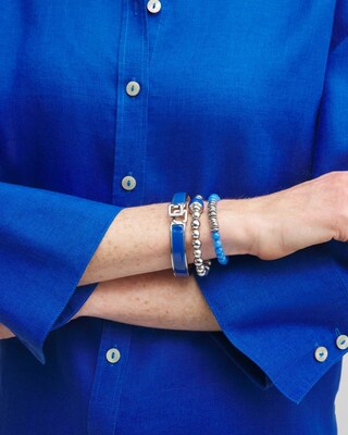 Blue Hero Beaded Stretch Bracelet