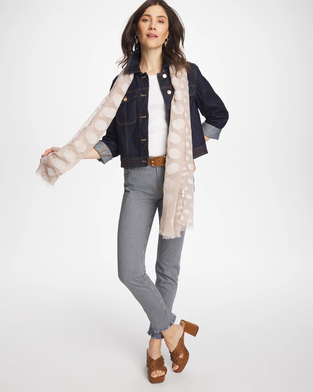 Petite Pinnacle Stripe Girlfriend Ankle Jeans