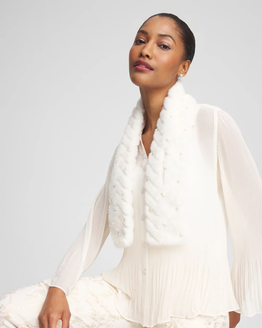 Embellished Faux Fur Scarf