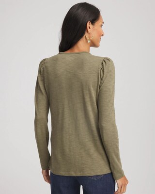 Slub Puff-Sleeve Tee click to view larger image.