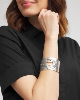 Silver Tone Cuff Hinge Bracelet click to view larger image.