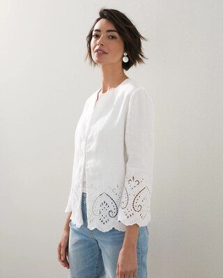 Linen Eyelet Hem Jacket