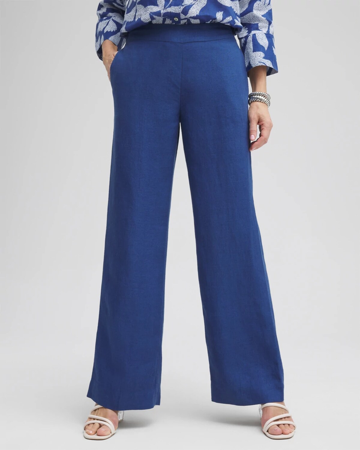 Chico's Linen Trouser Flare Pants In Naval Indigo Size 14 | In Naval Indigo