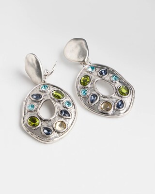 Multicolor Silver Tone Clip On Drop Earrings
