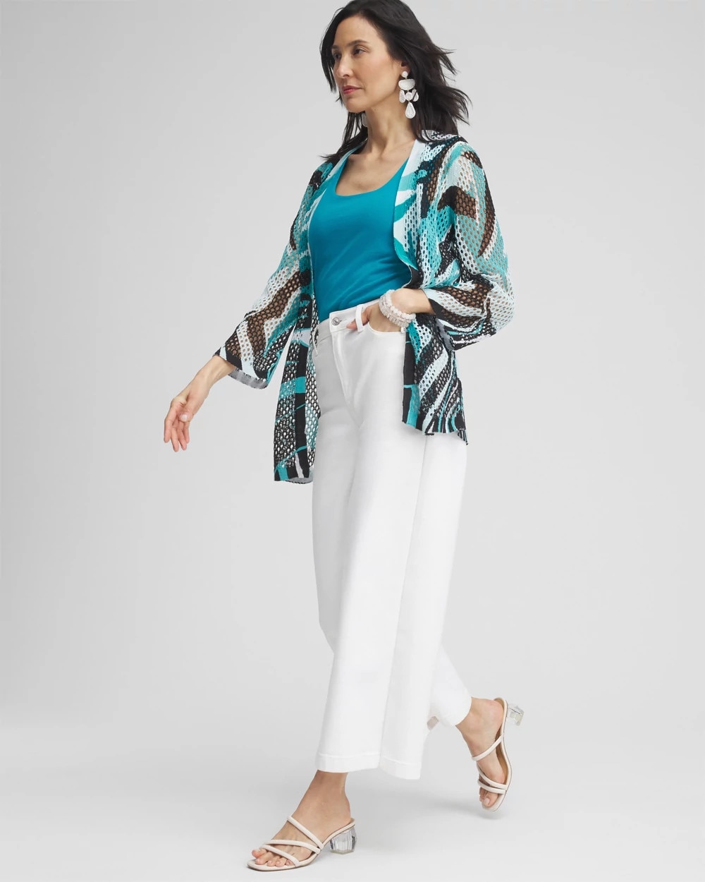 Palms Printed Mesh Cardigan