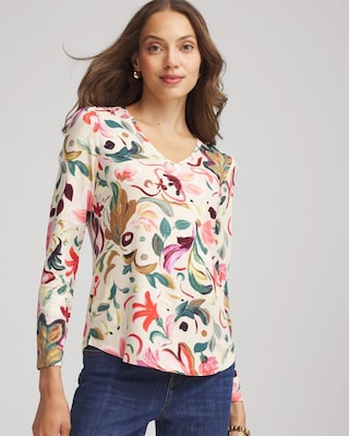 Floral Touch of Cool™ V-Neck Layering Tee