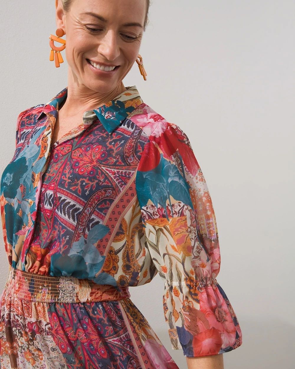 Tapestry Print Tiered Ruffle Dress