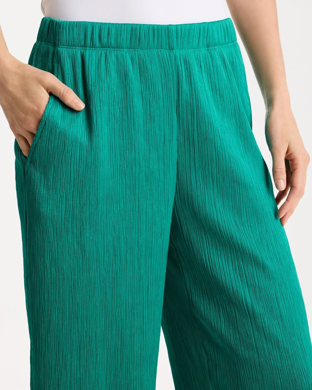 Petite Travelers™ Crinkle Textured Crop Pants click to view larger image.