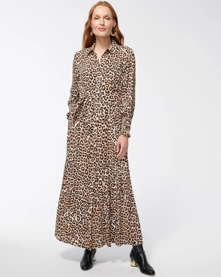 Crepe Animal Print Shirt Dress