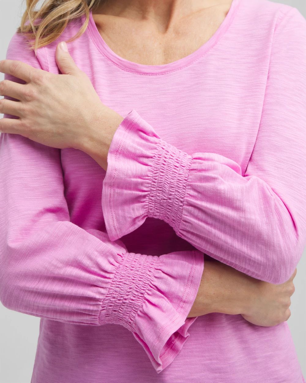 Smocked 3/4 Sleeve Tee click to view larger image.