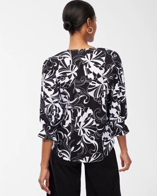 Warm Floral Ruffle Cuff Tee