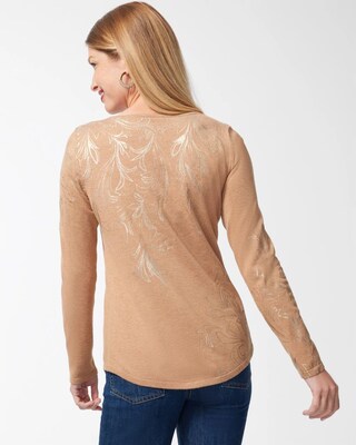 Foil Detail V-neck Pullover Sweater