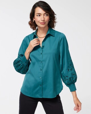 Poplin Embroidered Cutwork Shirt