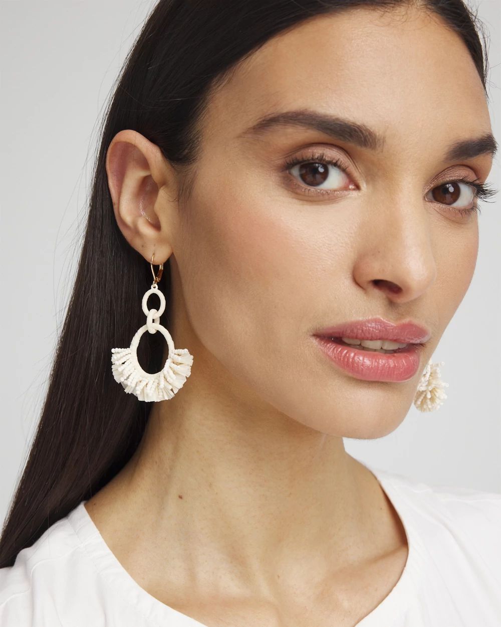 No Droop® White Raffia Wrap Earrings