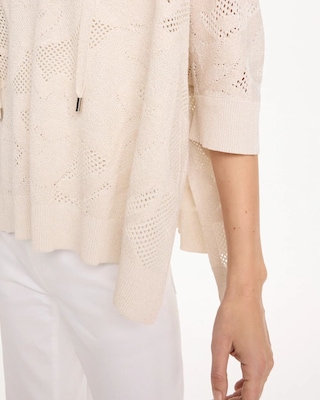 Crochet Lace Notch Neck Poncho click to view larger image.