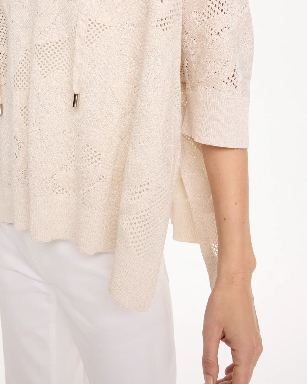 Crochet Lace Notch Neck Poncho