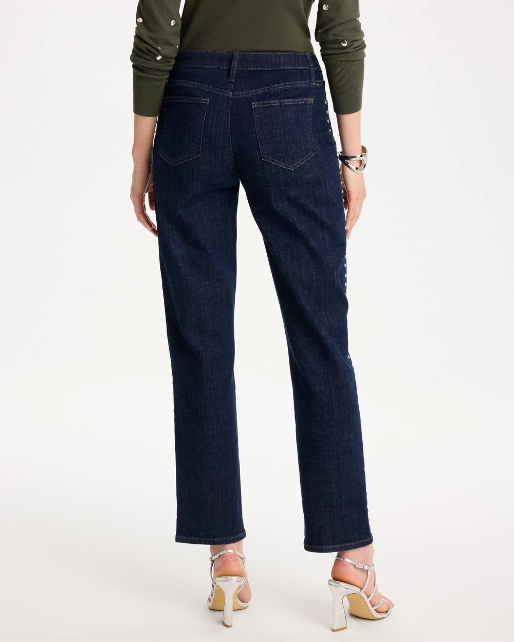 Studded Girlfriend Straight Ankle Jeans click to view larger image.