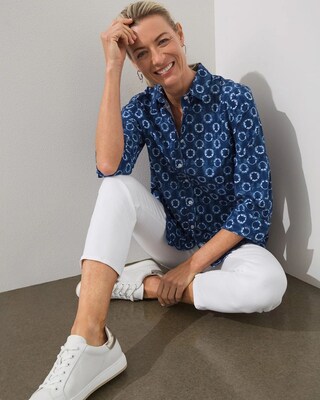 No-Iron Stretch Dot Print Shirt