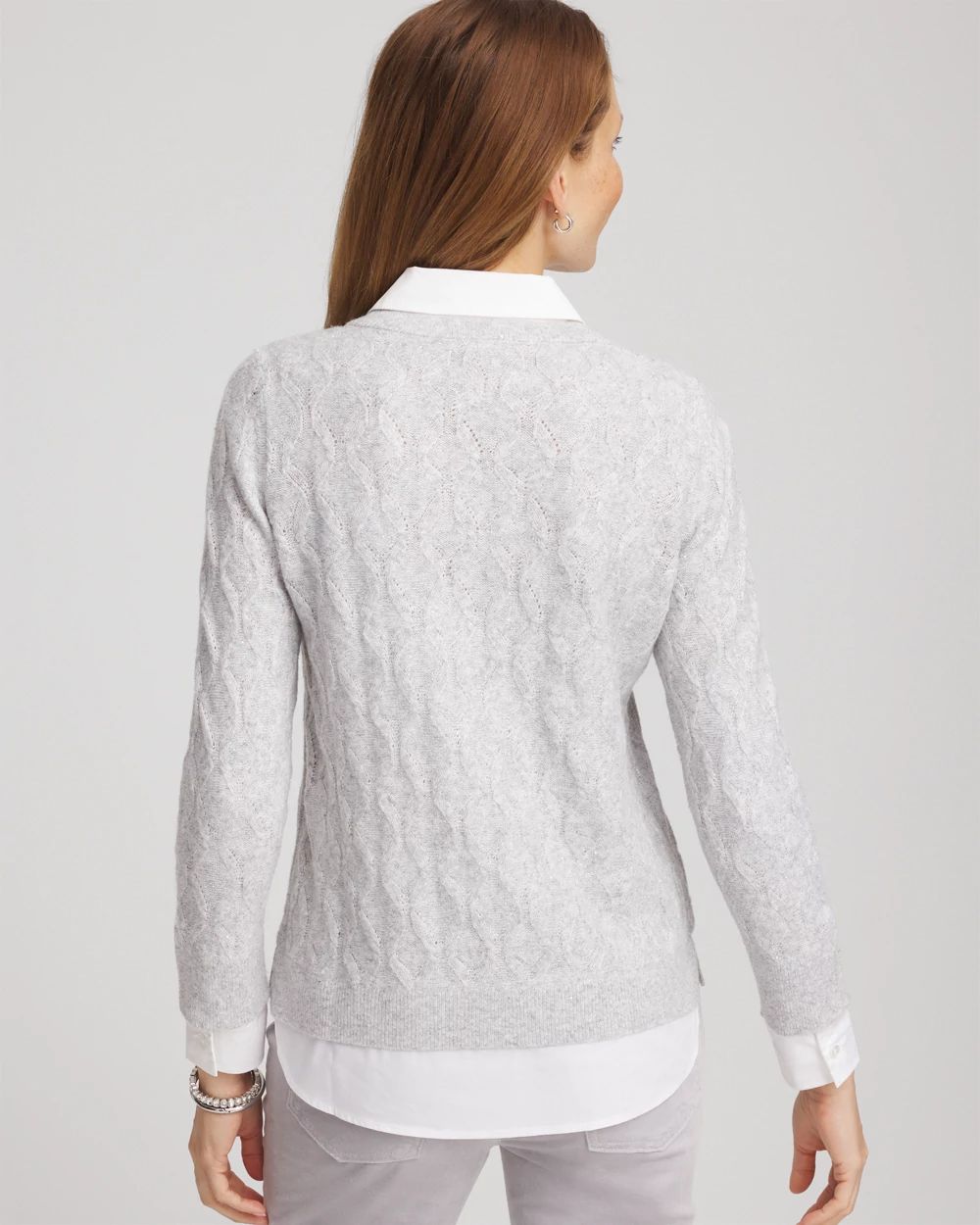 Classic Built-In Shirt Knit Sweater click to view larger image.