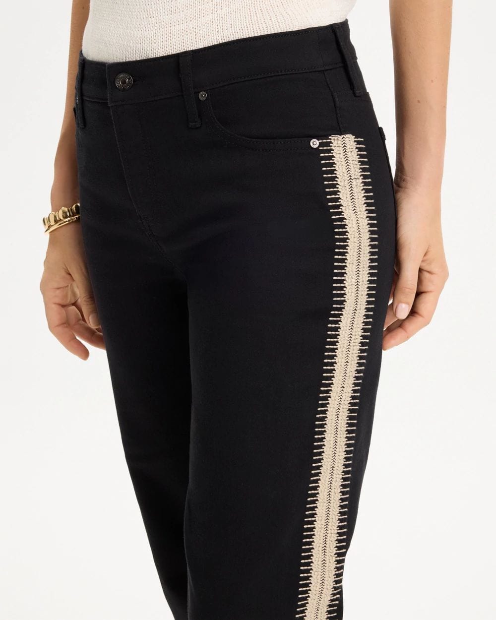 Girlfriend Seam Detail Straight Ankle Jeans click to view larger image.