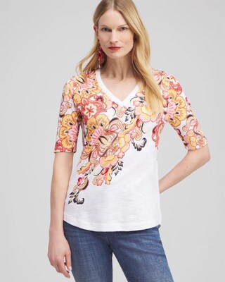 Floral Elbow Sleeve A-line Tee