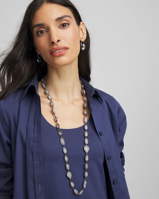 Frosted Quartz Single Strand Necklace click to view larger image.