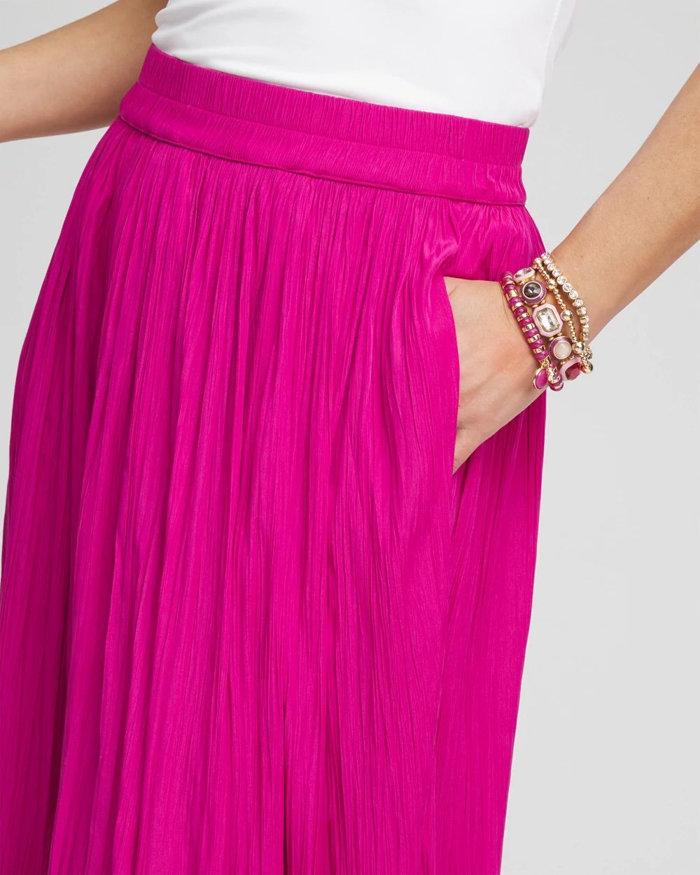 Pull-on Pleated Maxi Skirt