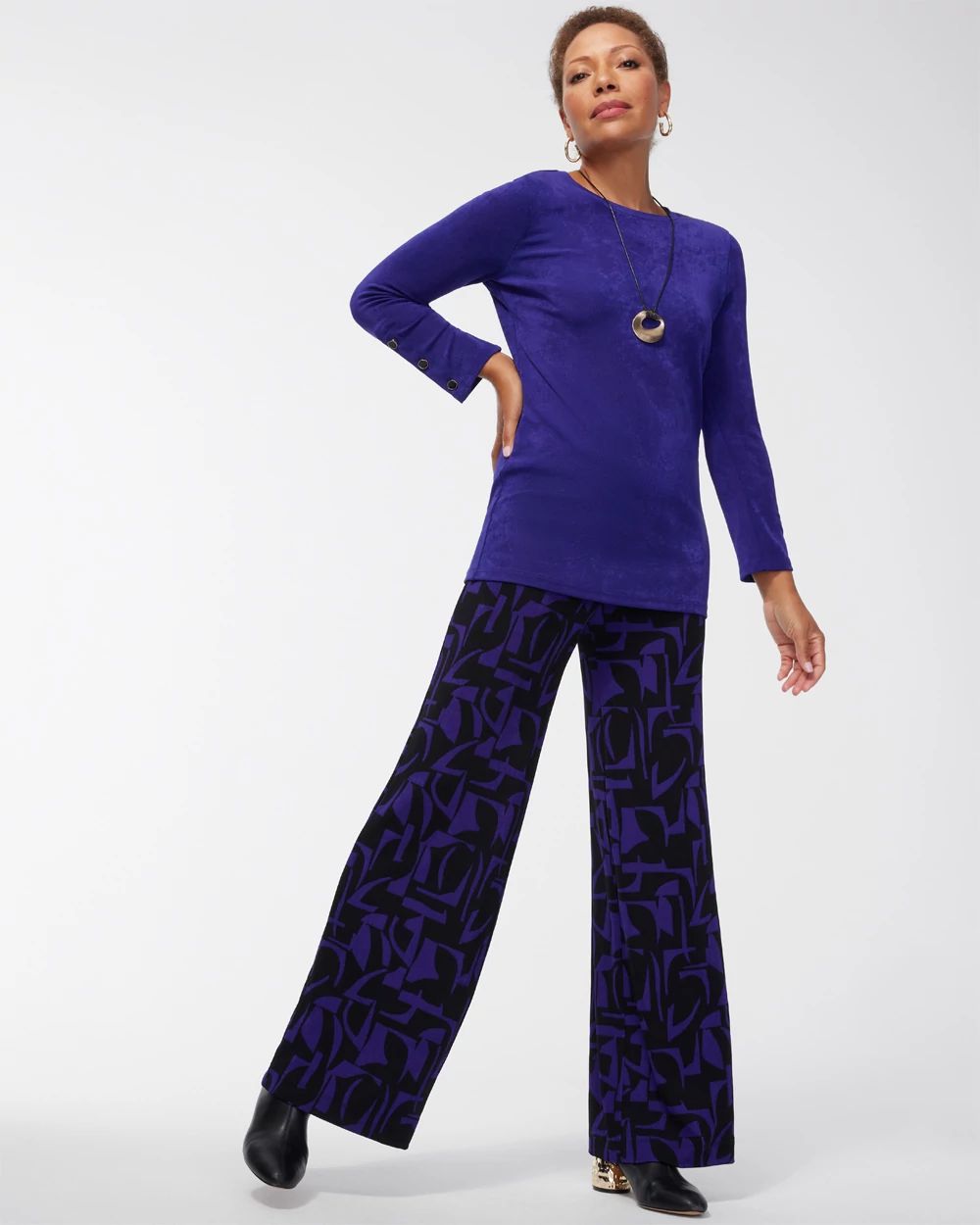 Travelers Abstract Print Wide Leg Pants click to view larger image.