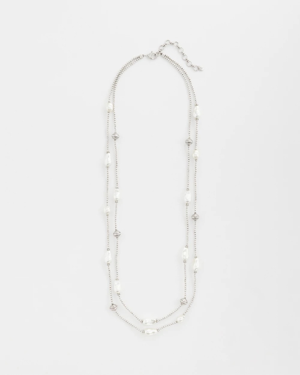 Faux Pearl Double Strand Necklace