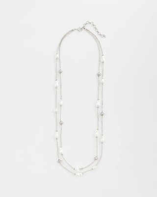 Faux Pearl Double Strand Necklace