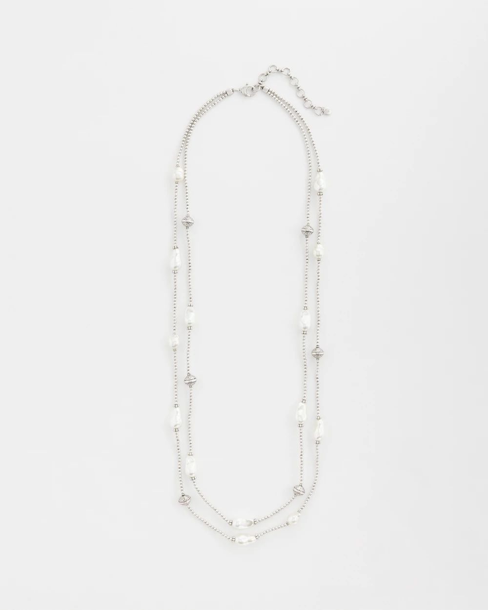 Faux Pearl Double Strand Necklace