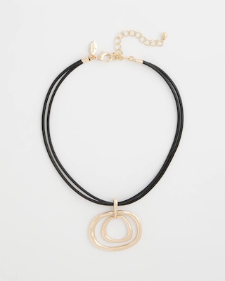 Gold Tone Rings Pendant Necklace