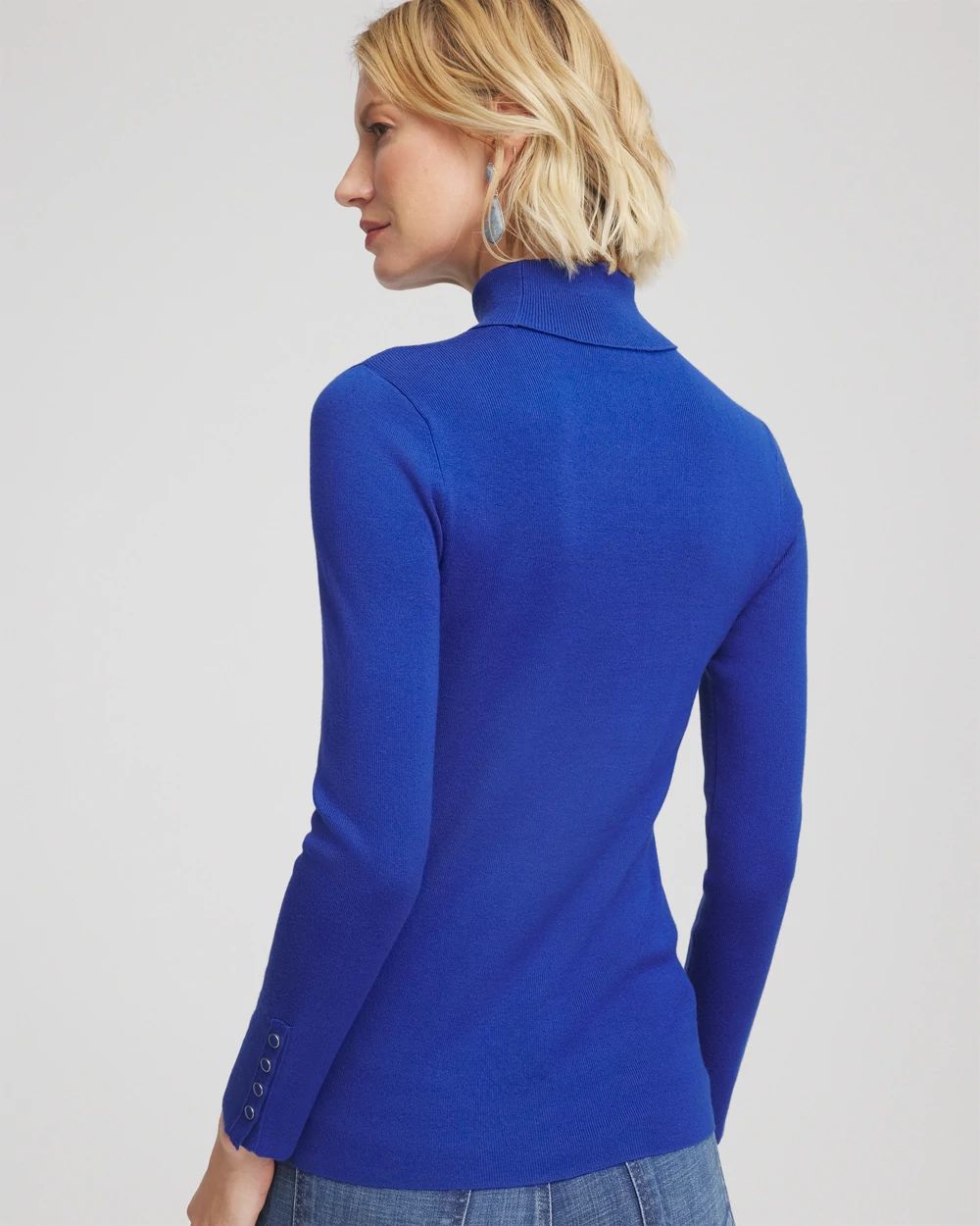 Ecovero™ Button Cuff Turtleneck Sweater