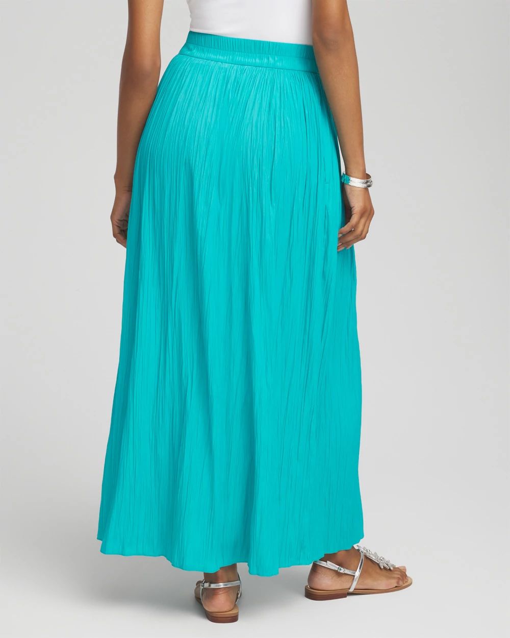 Pull-on Pleated Maxi Skirt