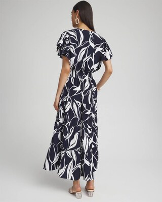 Leaves Smock Waist Tiered Maxi Dress