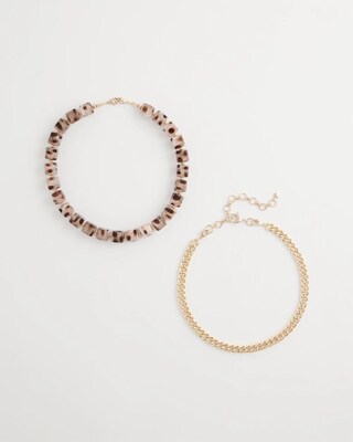 Cubed Tortoise Goldtone Double-Strand Necklace click to view larger image.